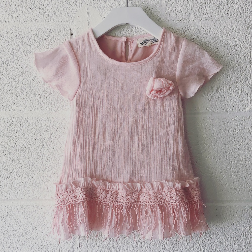 Indigo Soul Kids pink fringe hem top sz: 3T